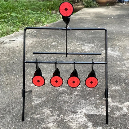Shooting Target Stand with 4 Rotating Targets - Metal Frame Practice Target for Indoor & Outdoor Training, Airsoft BB Gun Pellet Pistol Archery Slingshot Shooting Range Accessories, Size 22-38