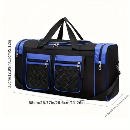 Gym Duffel Bag Large Capacity Travel Bag for Men Women Heavy Duty Polyester Multi Pocket Adjustable Shoulder Strap Zipper Closure for Fitness Workout Weekend Trips Business Travel Outdoor Black Blue Red