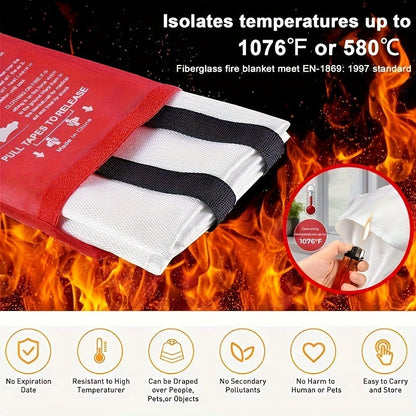 Fire Blanket 4-Pack Fiberglass Emergency Flame Retardant – Heat Resistant Fire Safety Blankets for Home, Kitchen, Camping & Hiking | Compact & Portable