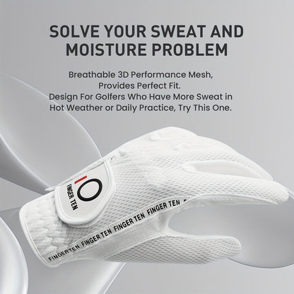 Wet Weather Golf Gloves Rain Grip 3-Pack for Men | Breathable Water-Resistant Golf Gloves for Left & Right Hand – Durable Comfortable Fit in Hot & Wet Conditions (Black, Gray, White | S–3XL)