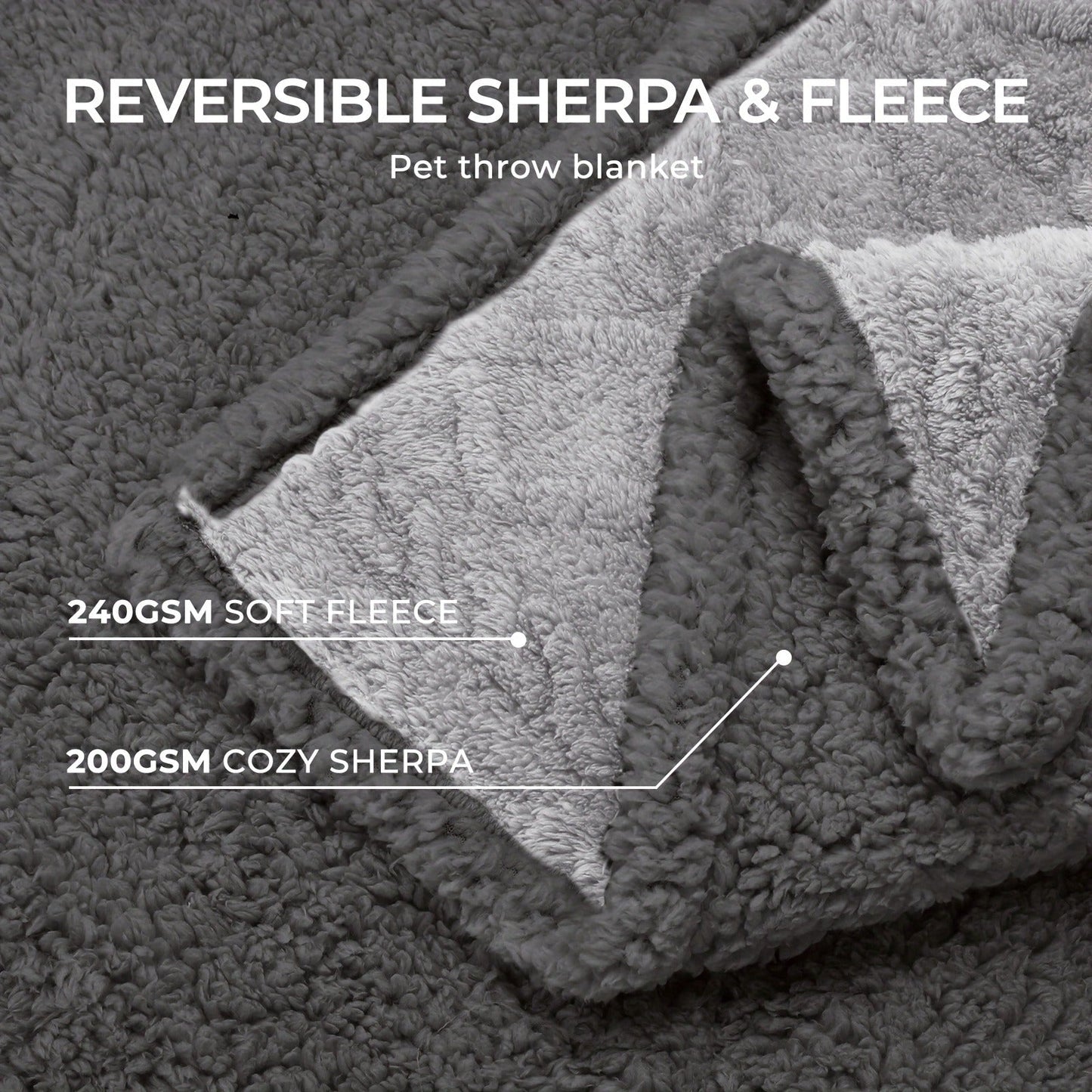 Liquid-Proof Dog Blanket for Sofa & Bed – Reversible Sherpa Fleece Pet Throw Cover for Small Medium Large Dogs & Cats, 6 Sizes, 4 Colors