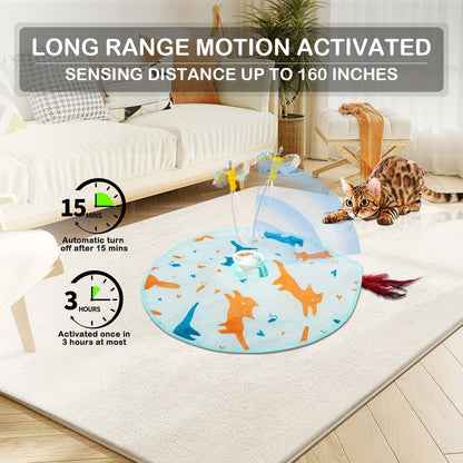 Interactive Cat Toy Electric Motion Activated 2-in-1 Rotating Butterfly & Feather Wand - USB Rechargeable 1200mAh Auto Shut-Off 3 Speed Modes Indoor Cat Exercise Toy by Valonii