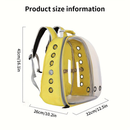 Bird Carrier Backpack Transparent Parrot Cage Backpack with Wooden Perch – Breathable Travel Shoulder Bag for Parrots, Magpies & Small Pet Birds, Outdoor Outing Carrier
