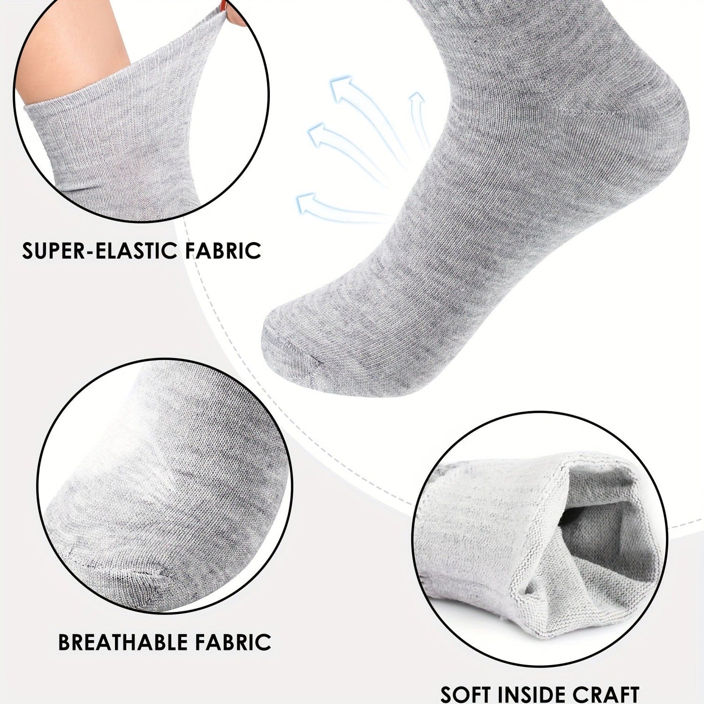 Bulk Moisture-Wicking Ankle Socks 100 Pairs Unisex Men Women Casual Sports Gym Socks Black White Gray One Size Fits Most