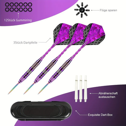 Steel Tip Darts Set 24g Professional Metal Dart Set with Extra Flights & Shafts for Dartboard