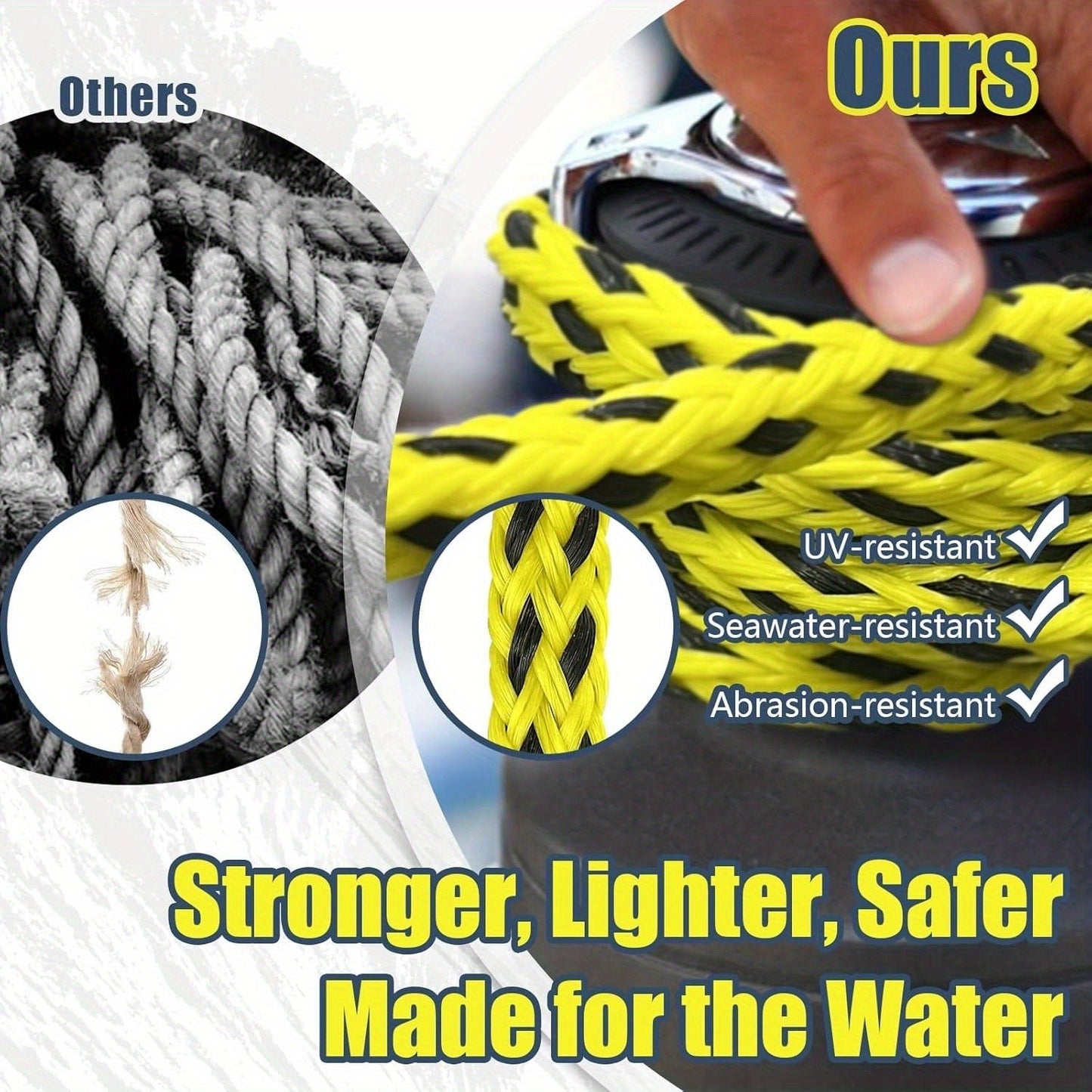 Floating Tow Rope 60ft for Towable Tubes, 2000 lbs, Green Blue