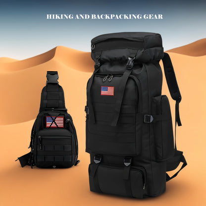 Tactical Backpack 2-Pack 21 Gallon 3-Day Assault Pack with Chest Pack Polyester Stripe for Hiking Camping Hunting Travel Work Sports Men