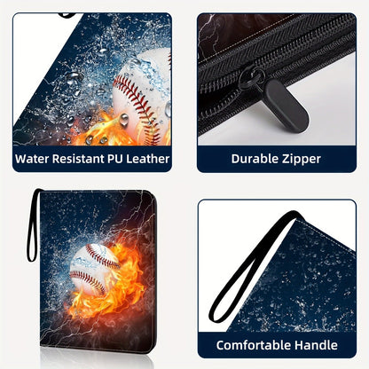 Trading Card Binder 900 Card Slots 9-Pocket 50 Pages PU Waterproof Zipper Closure 3-Ring D-Ring Removable Sheets for Baseball Football Basketball TCG MTG Sports Card Collection Storage Album