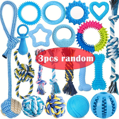 Puppy Toys Set - Assorted Teething & Play Bundle for Small Dogs with Chew Toys, Rope Toys, Treat Balls & Squeaky Toys, 3 or 12 Pack Random Mix, Perfect Christmas Birthday Gift for Puppies