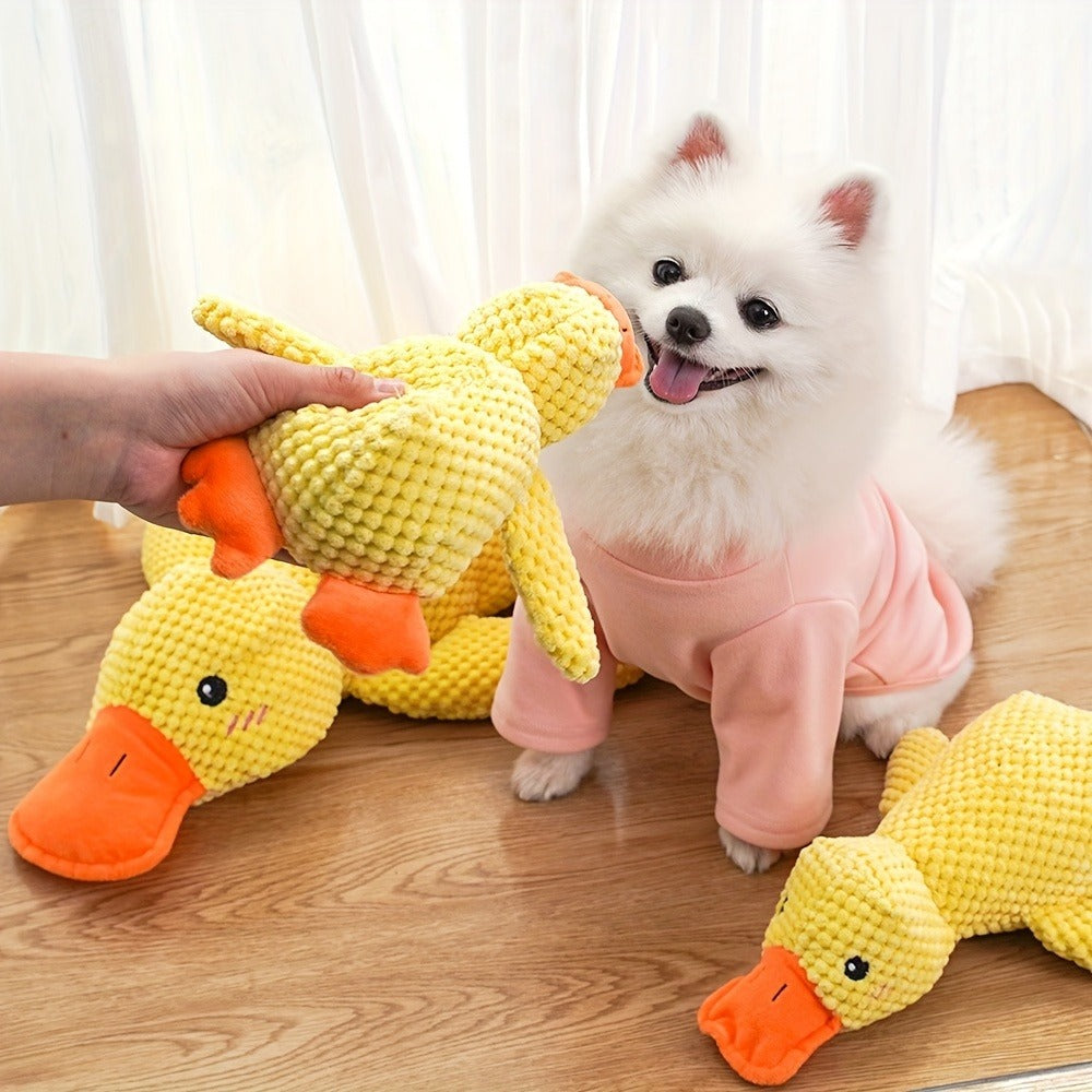 Large Plush Duck Dog Toy with Squeaker - Bite-Resistant Soft Chew Toy for Puppies & Large Breed Dogs, Durable Teething Toy for Golden Retrievers Corgis Pomeranians & All Breeds