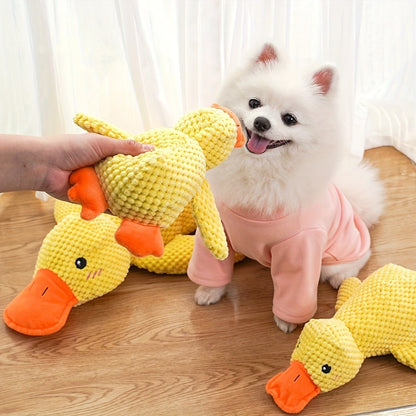Large Plush Duck Dog Toy with Squeaker - Bite-Resistant Soft Chew Toy for Puppies & Large Breed Dogs, Durable Teething Toy for Golden Retrievers Corgis Pomeranians & All Breeds