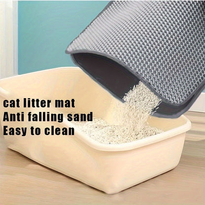 Cat Litter Mat Honeycomb Double Layer - Waterproof Urine-Proof Washable Litter Trapping Mat, Reduces Scatter & Easy to Clean, 2 Sizes & 3 Colors for Indoor Cats