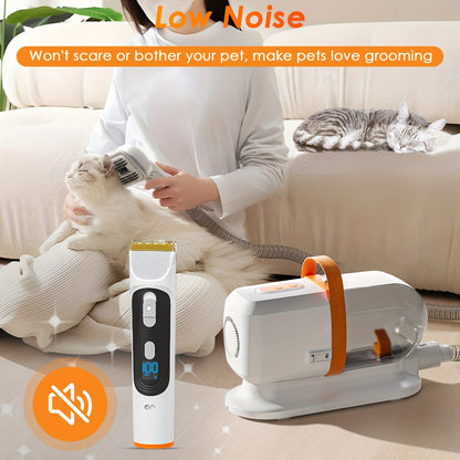 Dog Grooming Vacuum 8-in-1 & 9-in-1 with Dryer Function – 2.2L Large Cup, Low Noise Pet Grooming Vacuum for Shedding, 6 Grooming Tools, Strong Suction Home Dog Grooming Kit (Purple or Orange)