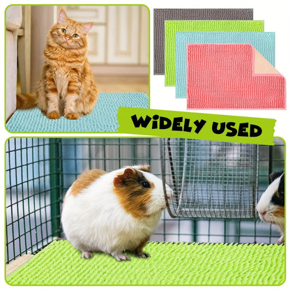 Guinea Pig Cage Liner 8 Pack Reusable Washable Bedding Mat 16x12 Inch, Absorbent Small Animal Cage Pad for Guinea Pig Rabbit Hamster, Training Pad Sleeping Mat in Gray Green Pink Blue