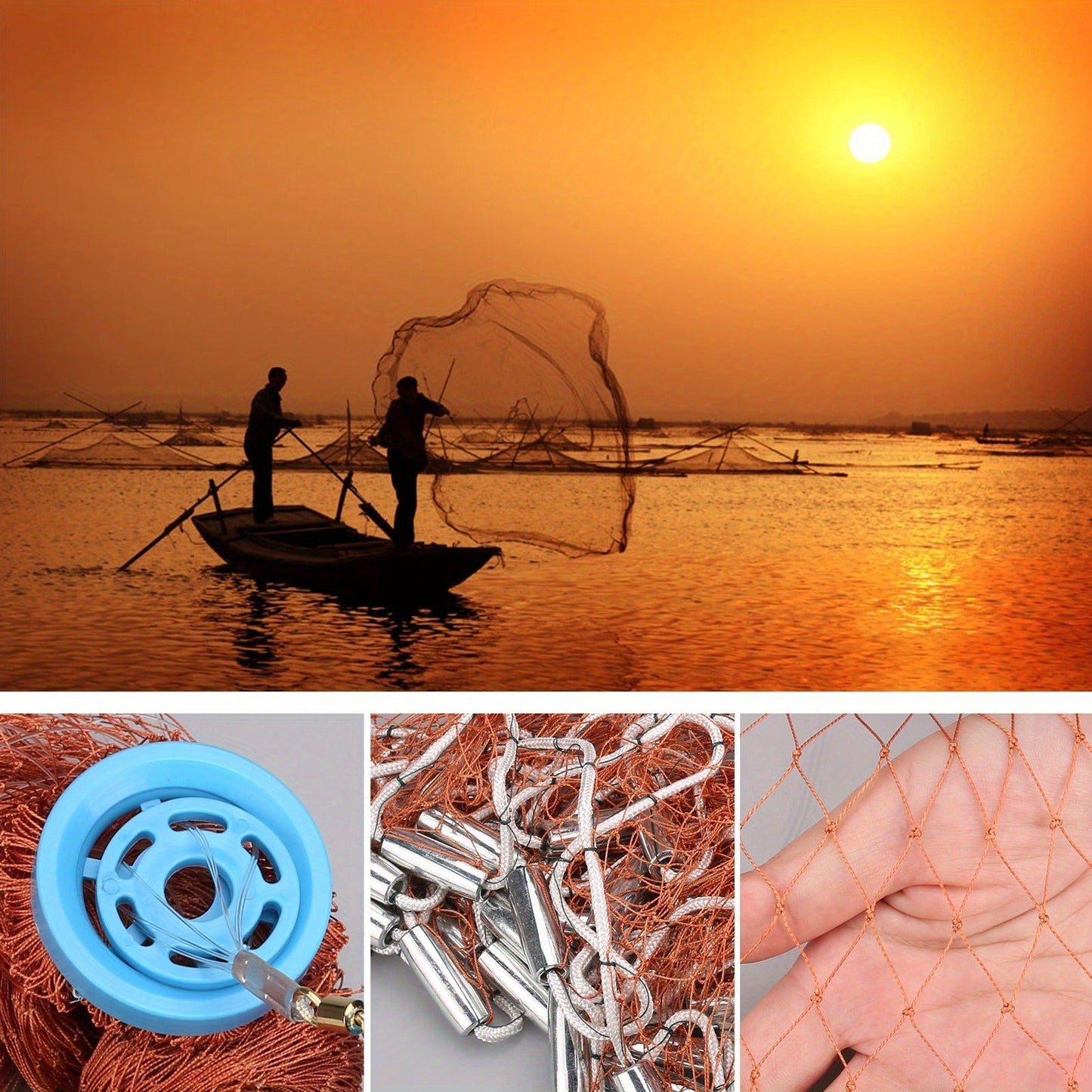 Saltwater Casting Net Set with Fish Basket – 12-Foot Diameter, 0.12" Mesh, Heavy-Duty Zinc-Plated Lead Sinkers for Rapid Sinking – American-Style Fishing Net Ideal for Pier, Beach & Surf Fishing