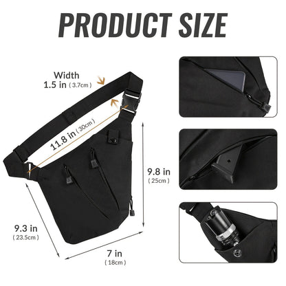 Anti-Theft Sling Bag Men Crossbody Chest Pack Oxford – Lightweight Shoulder Bag with Adjustable Strap, Multiple Compartments & Zipper, Left & Right Hand, Minimalist Travel Bag for Commuting, Hiking & Daily Use