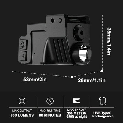 Green Laser Sight USB-C Rechargeable - Picatinny Rail Dot Sight with Vibration-Resistant Lock, 532nm Class IIIA, for Hunting, Competition & Tactical Use