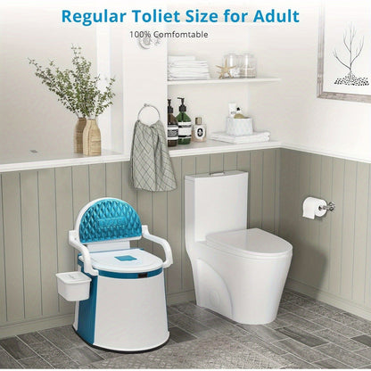 Portable Camping Toilet with Backrest – 350lb Capacity, 6-8 Gal Detachable Bucket, Anti-Slip Base, Built-in TP Holder & Phone Shelf – Lightweight Commode for RV, Boat, Travel & Medical Use
