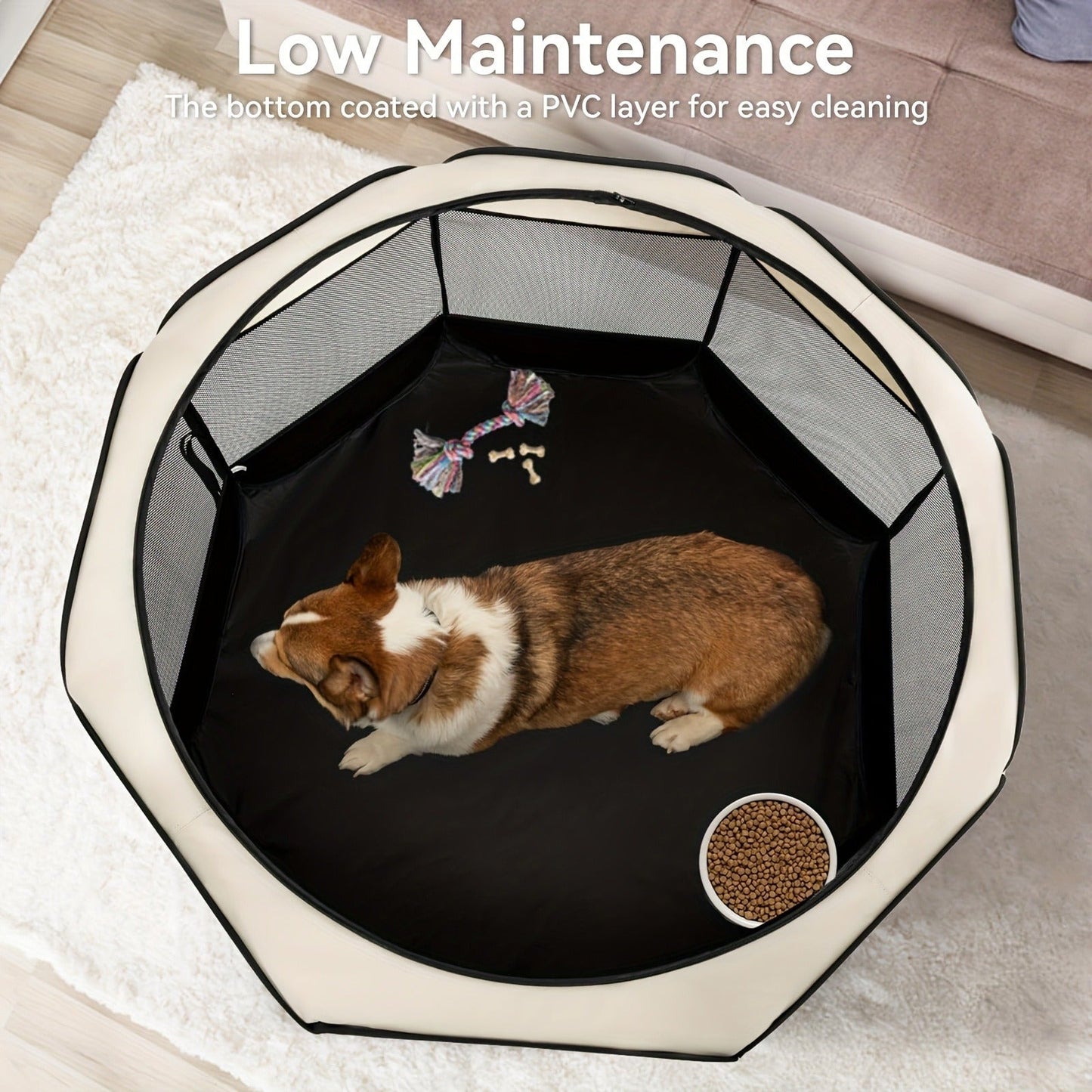 Foldable Octagonal Pet Tent & Playpen – Oxford Cloth Scratch-Resistant Dog Cage & Cat Kennel for Indoor & Outdoor Use, Portable Pet Fence for Puppies & Cats, Travel & Camping, M/L/XL