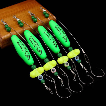 Catfish Rig Santee Cooper Float with Rattler 4pcs Set, Catfishing Tackle Rattle Float Rig for Bank Fishing, High-Quality Circle Hooks Sound Wave Lure for Freshwater Catfish, 2.5 Inch Green