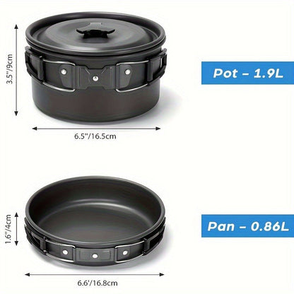 15-Piece Camping Cookware Set with Non-Stick Aluminum Alloy Pots & Pans – Portable Outdoor Cooking Kit with Kettle, Frying Pan, Cooking Pot, Plates, Cups, Folding Cutlery & Storage Bags – Perfect Father's Day Gift