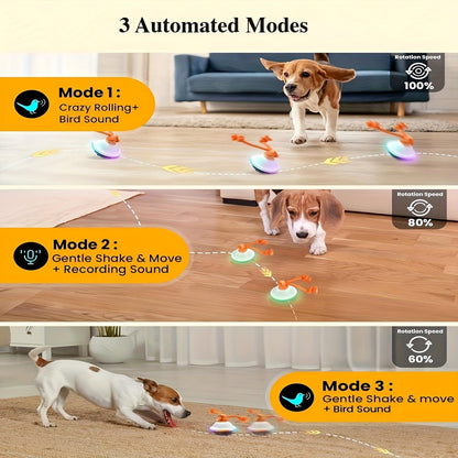 Automatic Rolling Dog Ball Toy with Rope - Motion-Activated Wicked Ball with Voice Recording, Interactive Self-Moving Stimulation Toy for Small Medium Dogs, Relieves Boredom & Anxiety