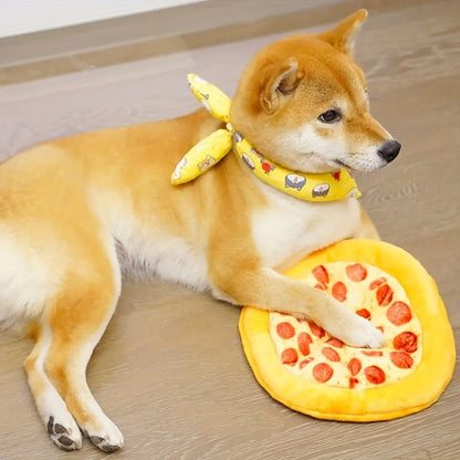 Squeaky Pizza Dog Toy - Plush Pepperoni Pizza & Donut Chew Toy for Dogs, Durable Soft Interactive Toy for All Breeds, Fun Food-Shaped Squeaky Dog Gift for Puppies & Adult Dogs