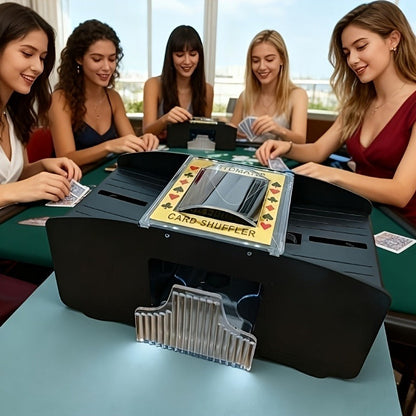 Automatic Card Shuffler 2 4 6 Deck | Battery Powered Transparent Design | Easy One-Button Operation for Poker Family Game Night Card Games | Durable Plastic Ages 14+ Normal Type