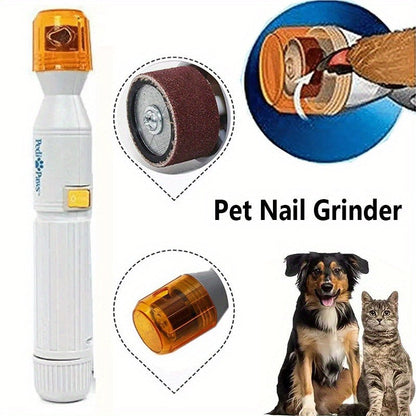 Pet Nail Grinder Silent & Painless – Manual No-Battery Dog & Cat Nail Trimmer, Quiet Claw Grinding & Polishing Tool for Professional Home Grooming, Grey (1pc)
