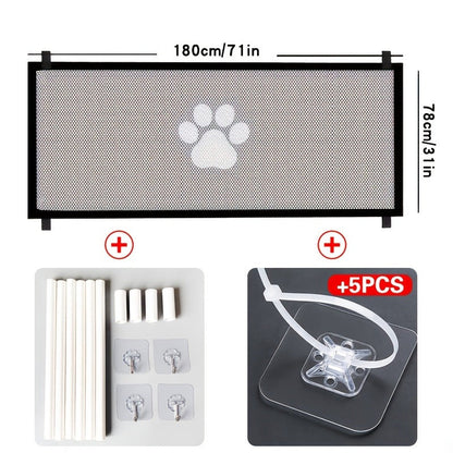 Pet Gate Folding Mesh Dog Safety Fence Isolation Net - Portable Collapsible Pet Barrier for Doorways Stairs Cars, Indoor Outdoor Dog Cat Protection Gate, Small Large Size Available