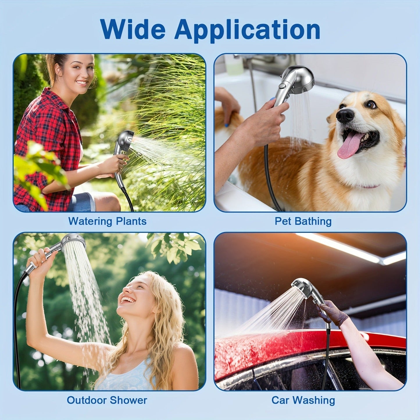 Portable Camping Shower with 9000mAh Battery – Smart Digital Display, Foldable Bucket Included, Compact Lightweight Outdoor Shower Pump for Camping, Hiking, Pet Cleaning, Car Washing & Beach Use