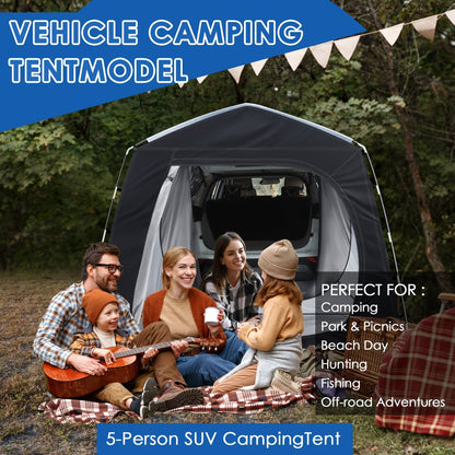 SUV Tent for Camping 5 Person Car Camping Tent Waterproof Tailgate Tent Easy Setup with Porch Awning for Outdoor Road Trip Family Camping Black Gray Navy Green