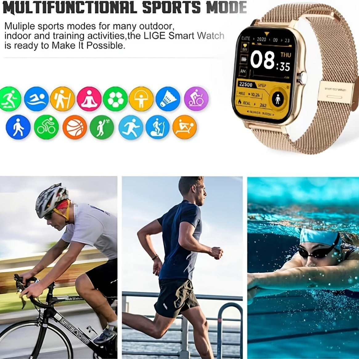 Full Touch Screen Smartwatch with Wireless Call & Sport Modes