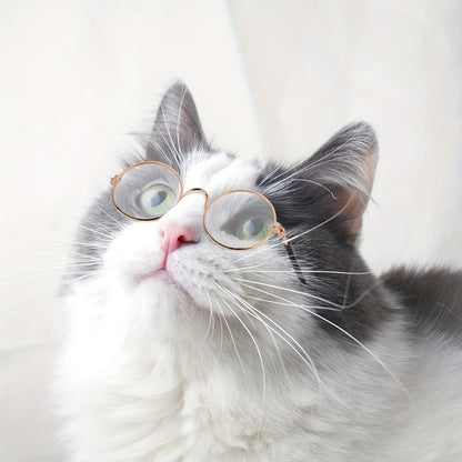 Pet Sunglasses 10-Pack Round Metal Retro Shades for Cats & Dogs – Assorted Colors Classic Hippie Glasses for Cosplay, Parties & Photo Props, Fun Pet Costume Accessory