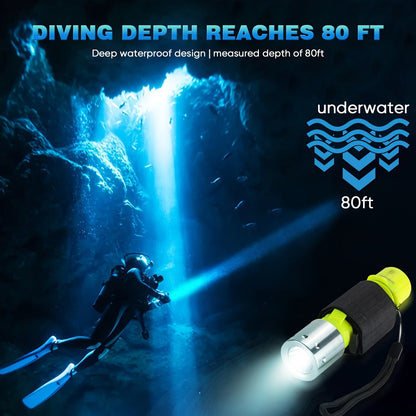 Scuba Diving Flashlight 2-Pack – Waterproof 80ft T6 LED 500 Lumens, Rechargeable 18650 USB, 3 Modes Rotary Switch Dive Light for Snorkeling, Caving & Outdoor Activities (Batteries & Chargers Included)