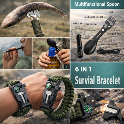 Camping Survival Kit Gift Set 19-in-1 – Emergency Survival Gear with Magnesium Fire Starter, Ideal Birthday Gift for Men, Dad, Husband, Fishing, Hunting & Outdoor Adventures