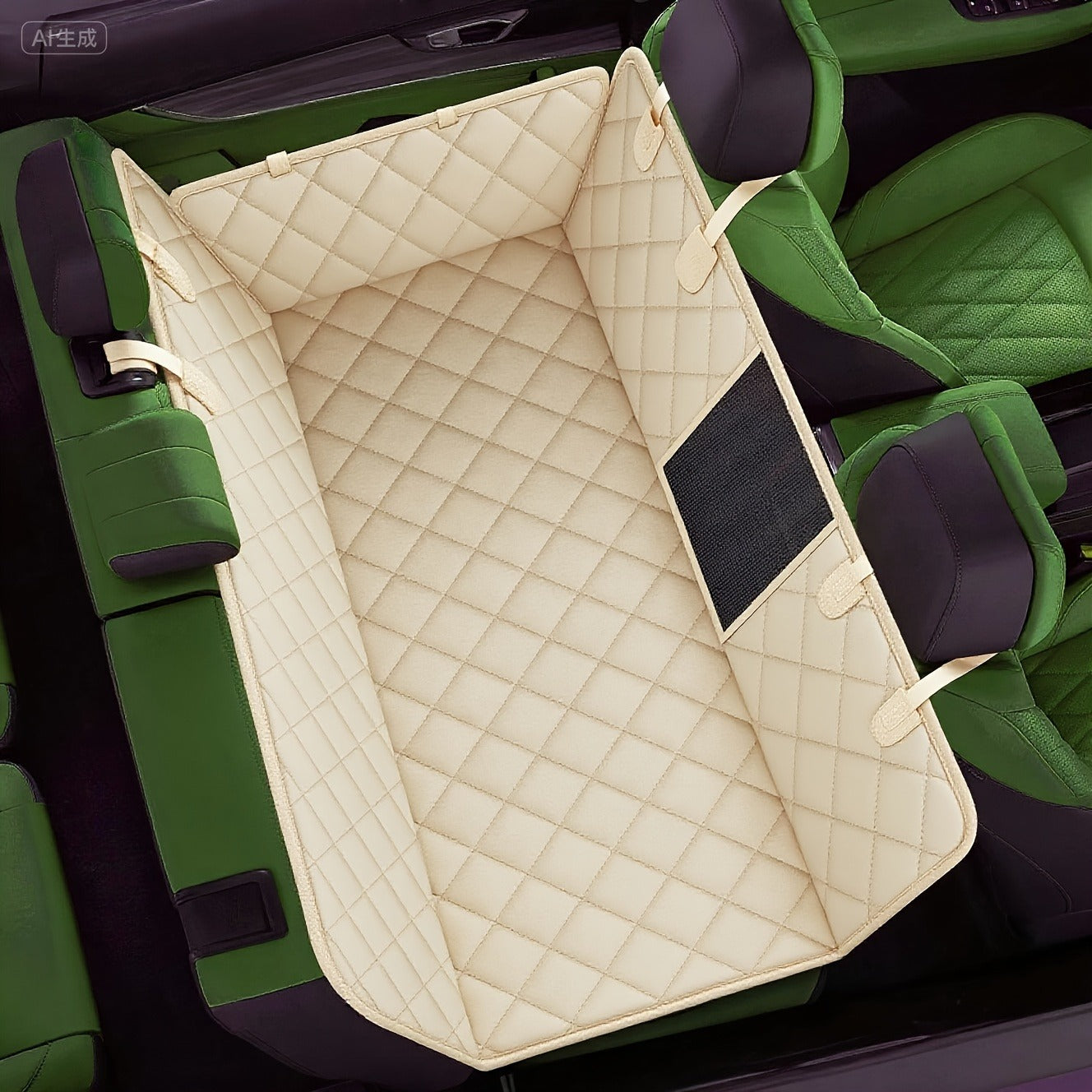 Dog Car Seat Cover for Back Seat - Waterproof Oxford & TPU Pet Seat Protector with Anti-Slip Base, Side Flaps, Seat Belt Openings & Mesh Window, Machine Washable Dog Car Cover for SUVs & Vehicles