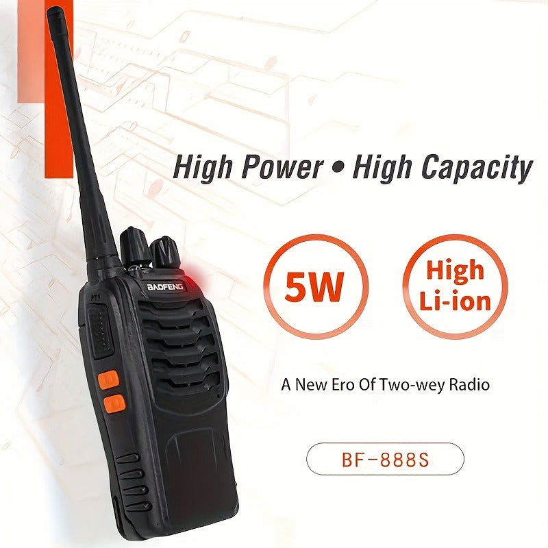 Baofeng BF-888S Walkie Talkies 16 Channel UHF Long Range Two Way Radio Rechargeable with Earphones for Camping Hiking Hunting Outdoor