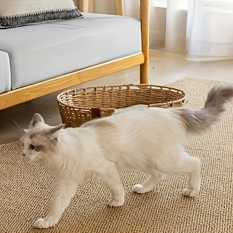 Cat Scratching Mat Natural Seagrass Pet Bed Pad Dog Crate Mat Feeding Mat Pineapple Weave 23x35 Inch Durable Washable Indoor Cat Rug Lounge