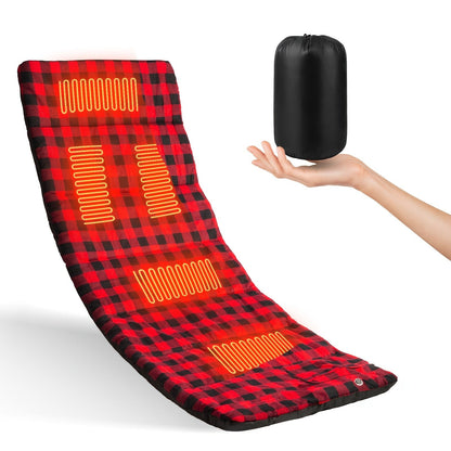 Heated Sleeping Bag Liner with 5 Heating Zones – Electric Sleeping Bag Mat, 3-Level USB Heat Control for Cold Weather Camping, Backpacking & Hiking | Blue & Red (Battery Not Included)
