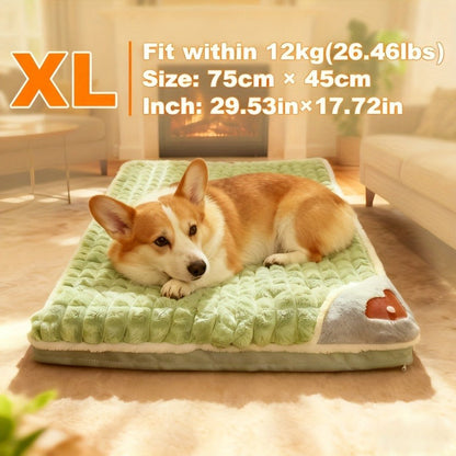 Thickened Dog Bed & Cat Bed Mat with Pillow – Anti-Slip, Machine Washable, Detachable Crate Mat for All Dogs & Cats, L & XL