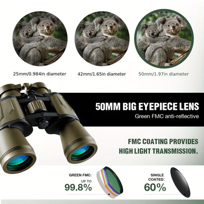 10x50 Binoculars with Phone Adapter – Bird Watching & Travel
