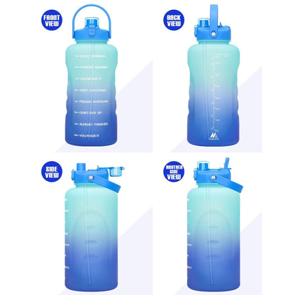 128oz 1 Gallon Water Bottle with Straw 2-in-1 Lid Tritan BPA-Free Motivational Time Marker Large Capacity Gym Sports Fitness Camping Outdoor Water Jug