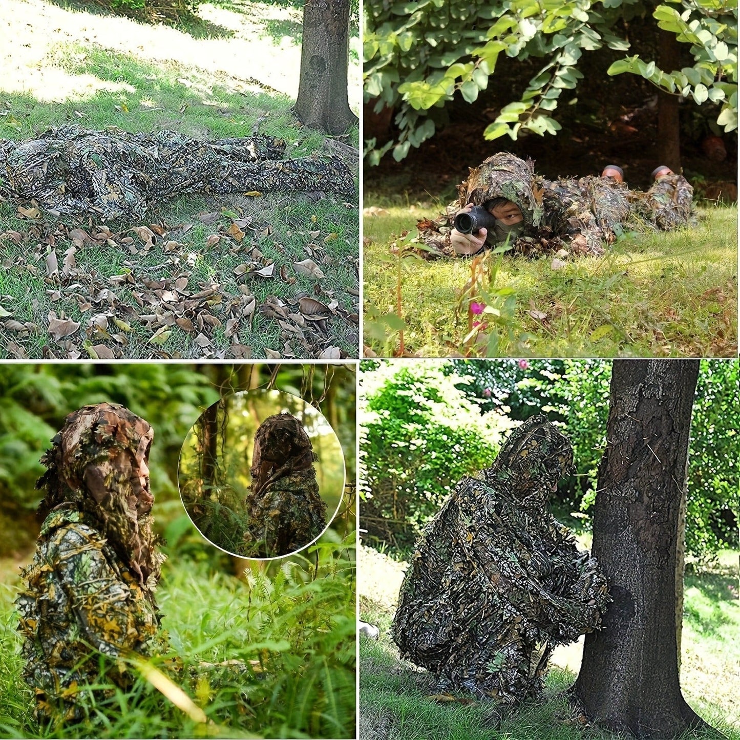 3D Leaf Ghillie Suit Lightweight Camouflage Hunting Suit for Men Women - Full Body Camo Outfit for Wildlife Photography, Birdwatching, Airsoft, Spring Summer Autumn Outdoor Training