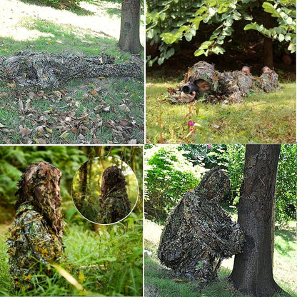 3D Leaf Ghillie Suit Lightweight Camouflage Hunting Suit for Men Women - Full Body Camo Outfit for Wildlife Photography, Birdwatching, Airsoft, Spring Summer Autumn Outdoor Training