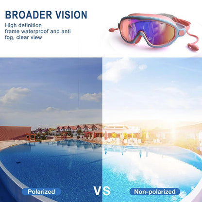 Kids Swim Goggles with Earplugs Anti-Fog Waterproof Ages 3-14