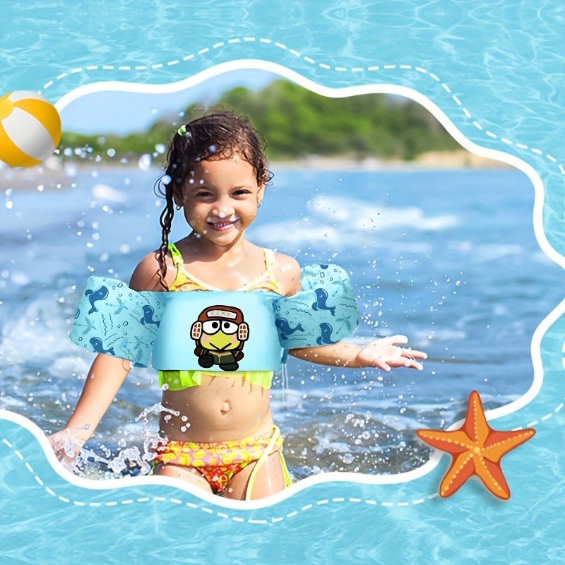 Kids Swim Vest Toddler Floatation Jacket - Sanrio Keroppi Pattern Adjustable Swimming Float Vest for Boys Girls Ages 1-9, Lightweight Life Jacket with Safety Straps for Pool Beach Lake Water Play