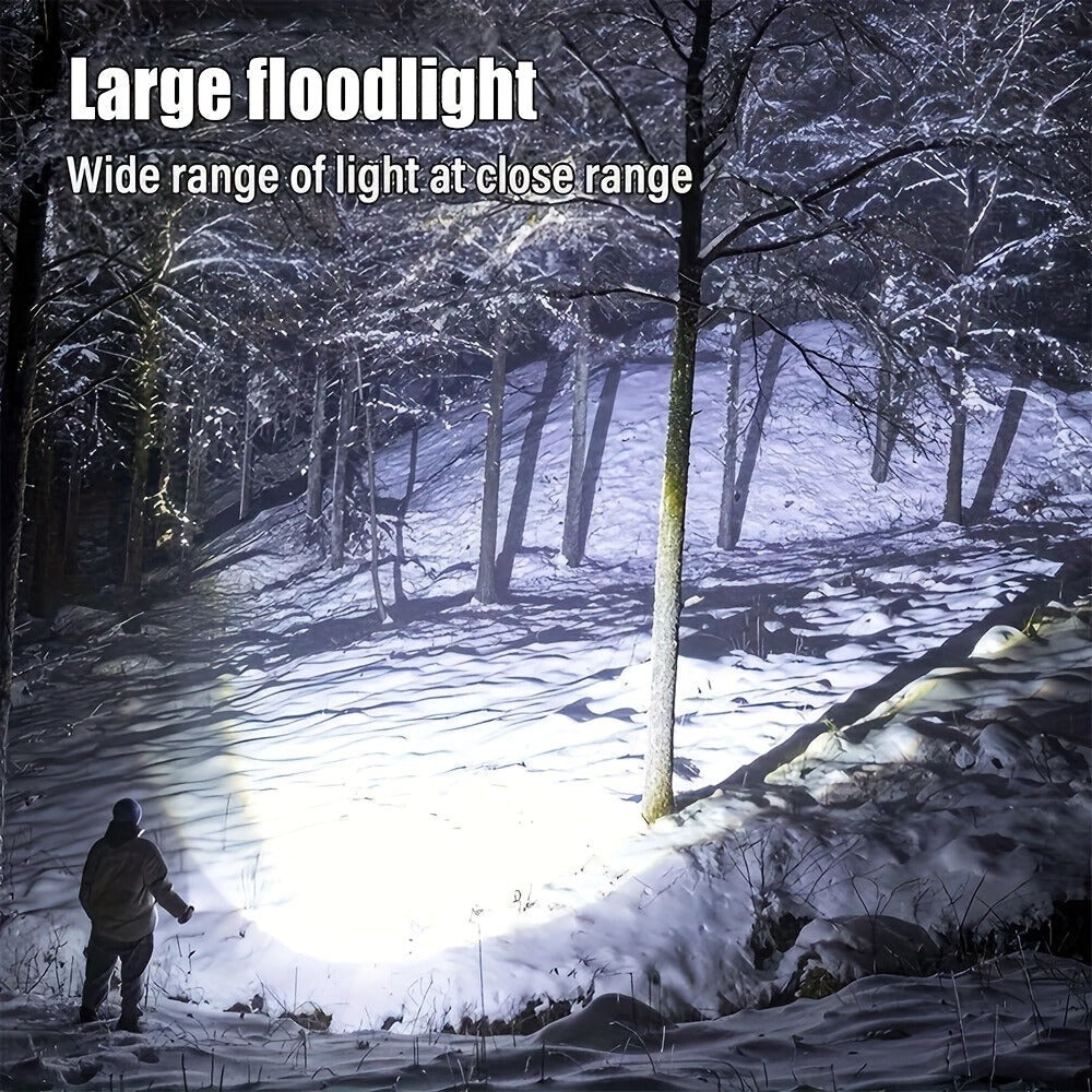 Solar Rechargeable Flashlight Super Bright LED Searchlight USB Charging ABS Spotlight for Camping Hiking Search Emergency Outdoor