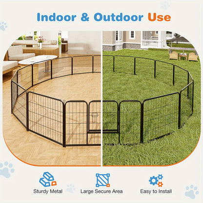 Dog Playpen Heavy Duty Foldable - 8 & 16 Panel Pet Exercise Pen for Large Medium Small Dogs, Portable Indoor Outdoor Puppy Pen for Yard Garden Camping RV, 24"/32"/40" Panel Height