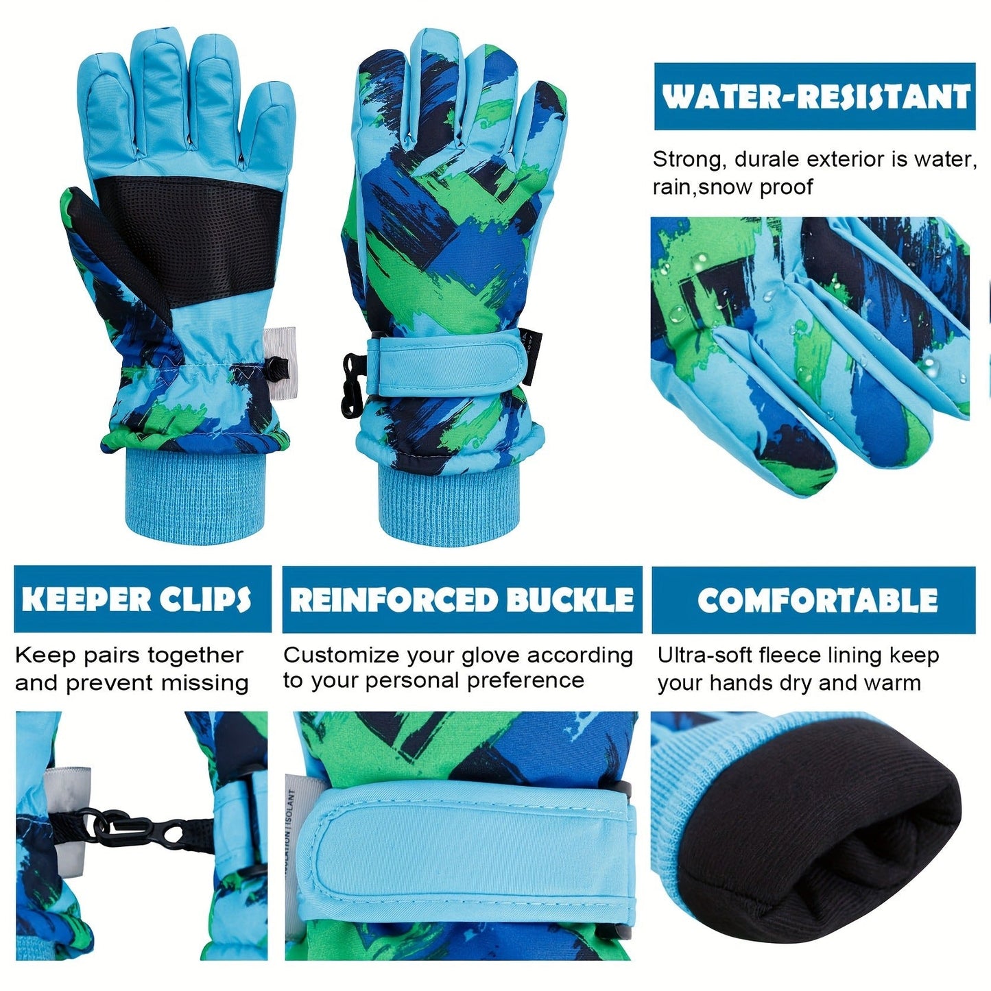 Winter Ski Gloves for Skiing & Cycling – Windproof Waterproof Thermal Gloves for Men & Women, Non-Slip Grip, Touchscreen Compatible, Cold Weather Outdoor Sports Gloves